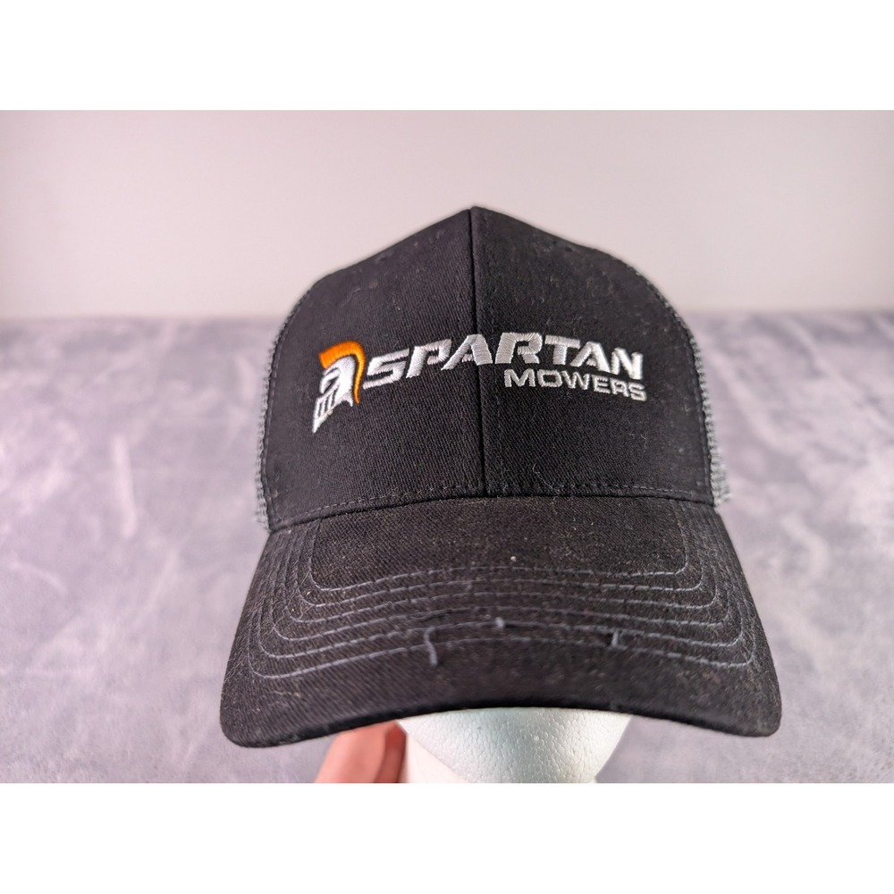 Spartan Mowers Trucker Hat Black Gray Mesh Snapback Hit Wear Cap One Size